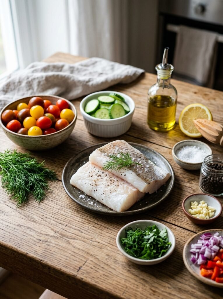 High Protein Grilled Cod Tomato Cucumber Plate: A Complete Recipe Guide 13 Cod fillets with tomato cucumber 202605051339