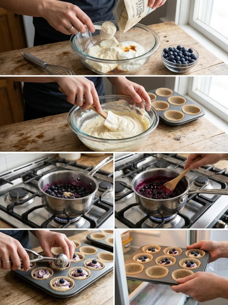 high protein blueberry protein cheesecake bites: Easy No-Bake Recipe 14 Cooking blueberry protein cheese… 202605212136