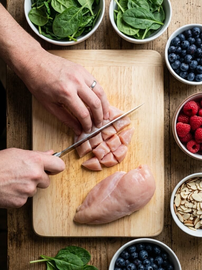 Easy High Protein Chicken Berry Spinach Salad 14 Cooking chicken berry spinach salad 202605071719