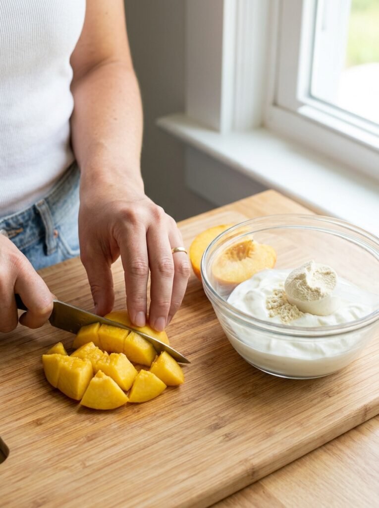 High Protein Peach Vanilla Protein Yogurt Jars 14 Cooking peach vanilla protein yo… 202605180100