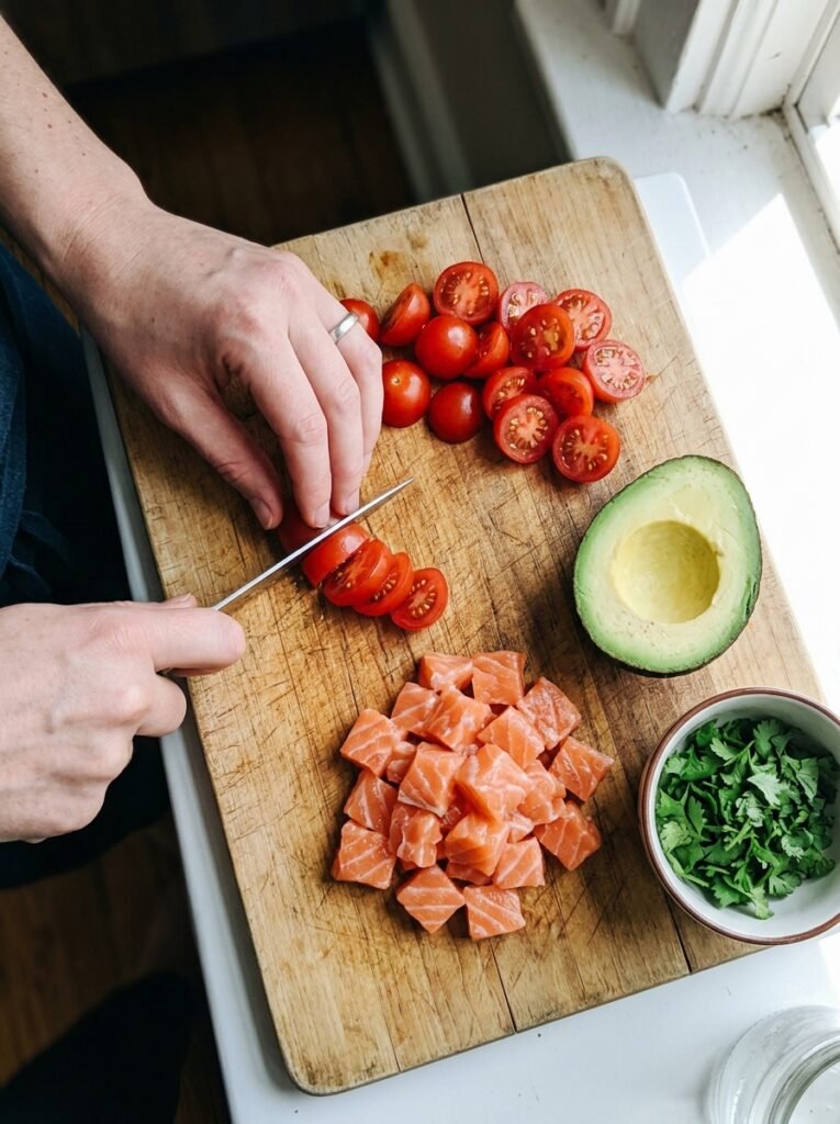easy high protein salmon avocado tomato bowls 14 Cooking salmon avocado tomato bowls 202605311339