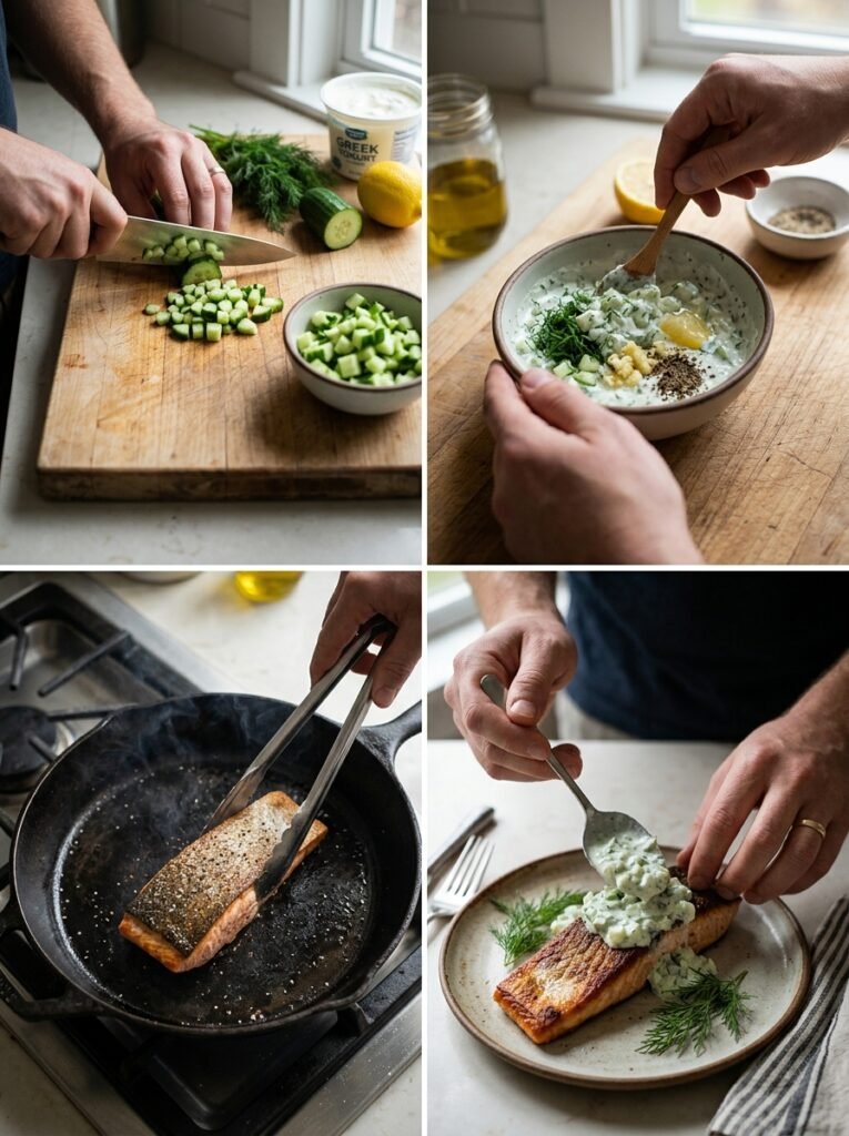 High Protein Low Calorie Salmon Cucumber Yogurt Sauce 14 Cooking salmon cucumber yogurt s… 202605282121