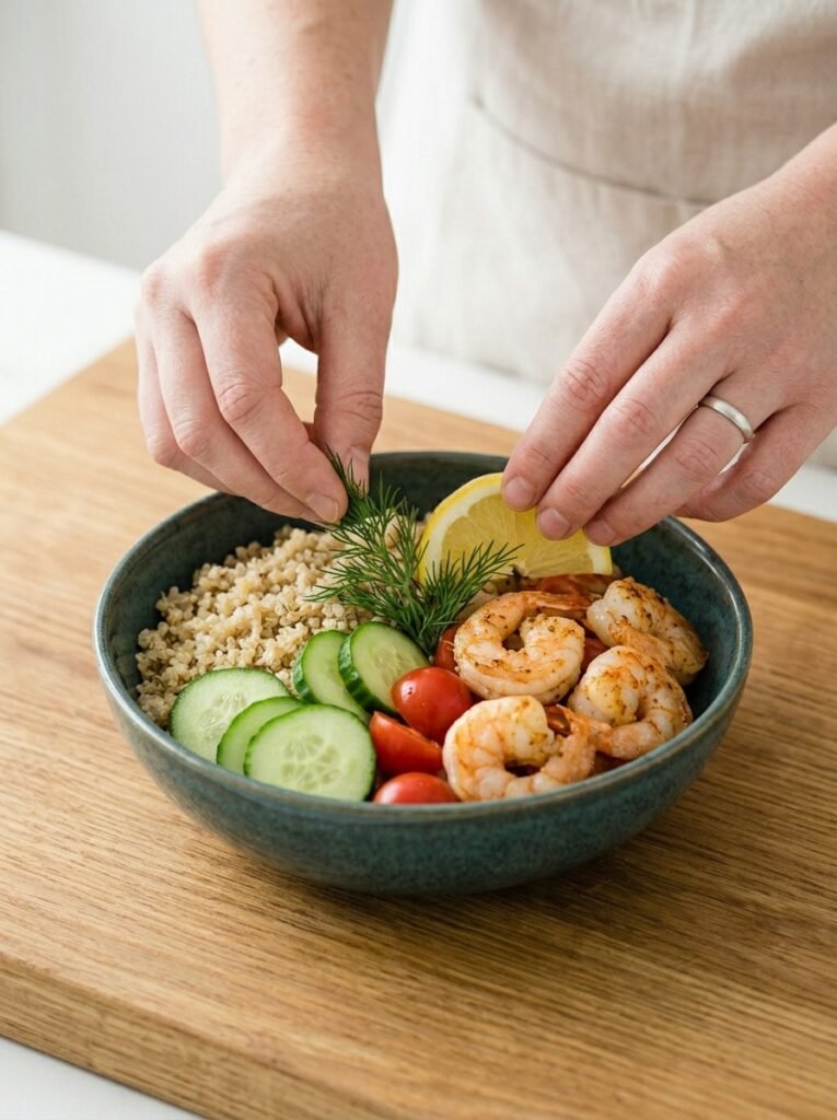Cooking shrimp lemon cucumber bowls 202606121233