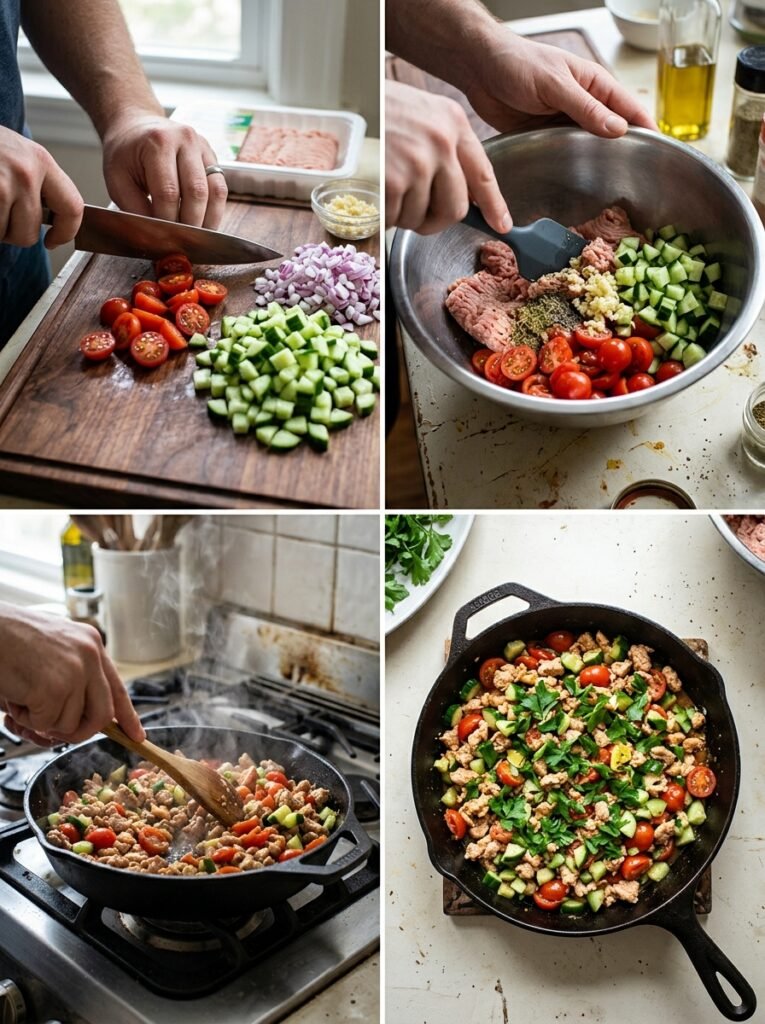 High Protein Low Calorie Turkey Tomato Cucumber Skillet 14 Cooking turkey tomato cucumber s… 202605231219