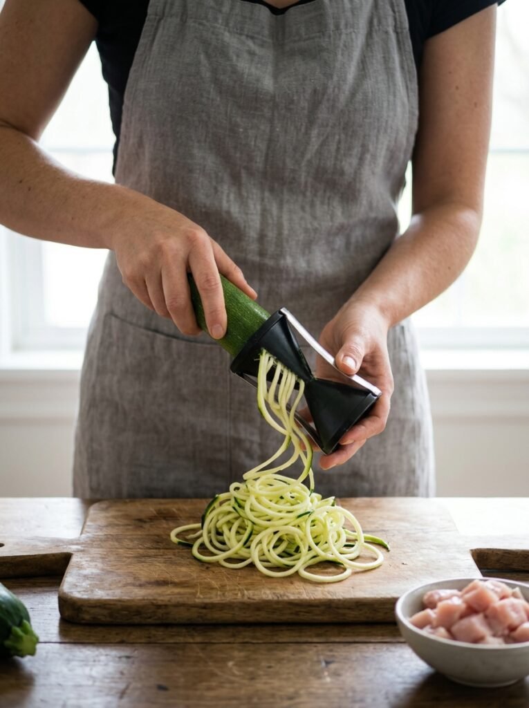 High Protein Low Calorie Turkey Zucchini Noodle Bowl 14 Cooking turkey zucchini noodle bowl 202605152037