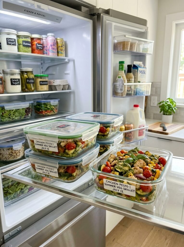 High Protein Chicken Pesto Summer Vegetable Skillet 16 Food storage containers chicken … 202605051442