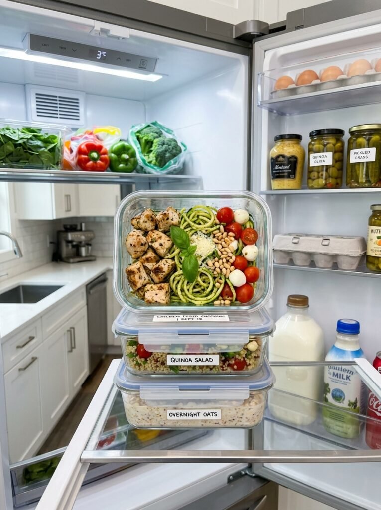 High Protein Chicken Pesto Zucchini Lunch Bowl 16 Food storage containers chicken … 202605141448