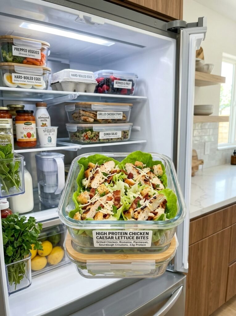 High Protein Chicken Caesar Lettuce Bites 16 Food storage containers chicken … 202605202252