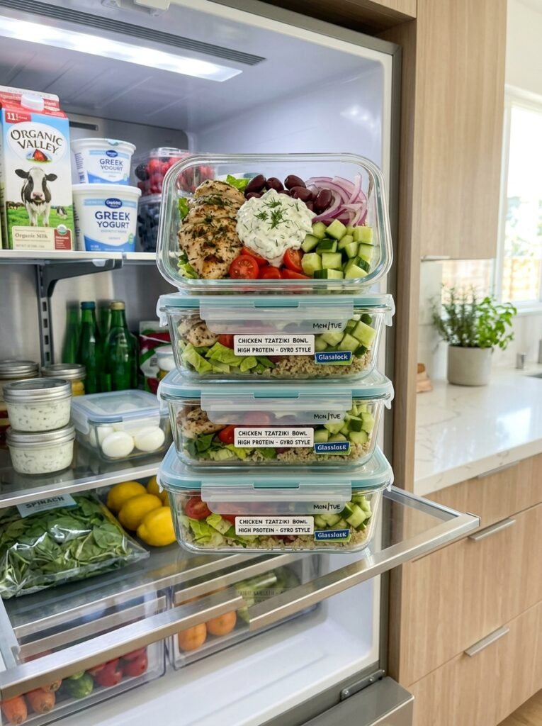 Easy High Protein Chicken Tzatziki Cucumber Bowls 16 Food storage containers chicken … 202605212131