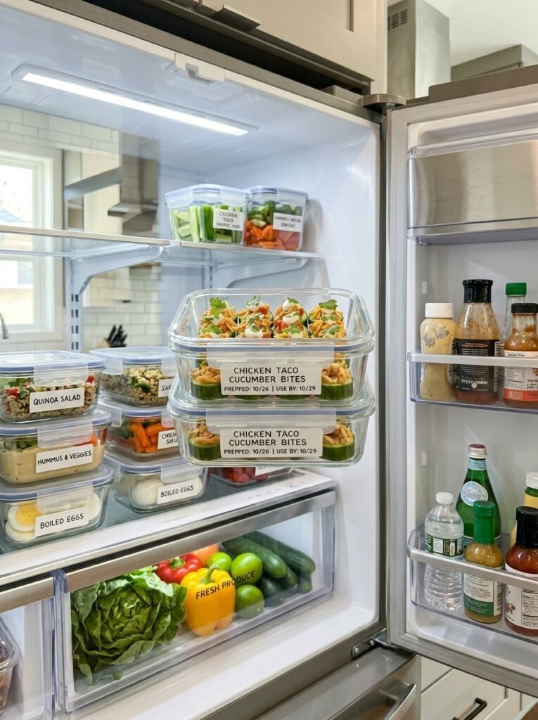 High Protein Chicken Taco Cucumber Bites 16 Food storage containers chicken … 202605301347