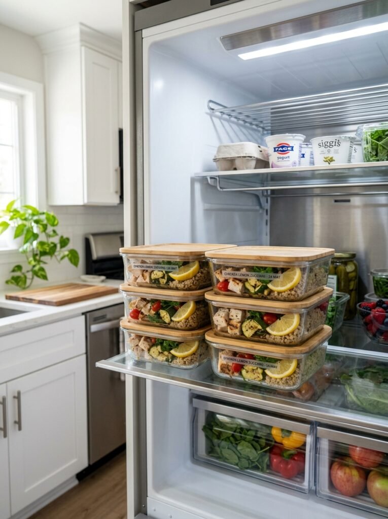 Easy High Protein Chicken Lemon Zucchini Plates 16 Food storage containers chicken … 202606021424