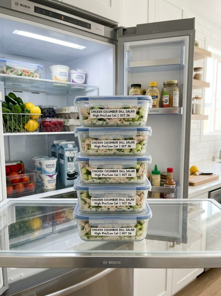 High Protein Low Calorie Chicken Cucumber Dill Salad 16 Food storage containers chicken … 202606101500