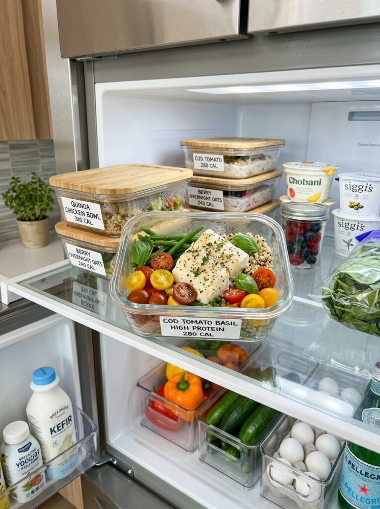 high protein low calorie cod tomato basil plate 16 Food storage containers cod tomato 202606021326