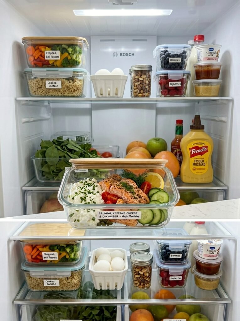Easy High Protein Salmon Cottage Cheese Cucumber Plate: The Ultimate Healthy Meal 16 Food storage containers fridge o… 202606101447