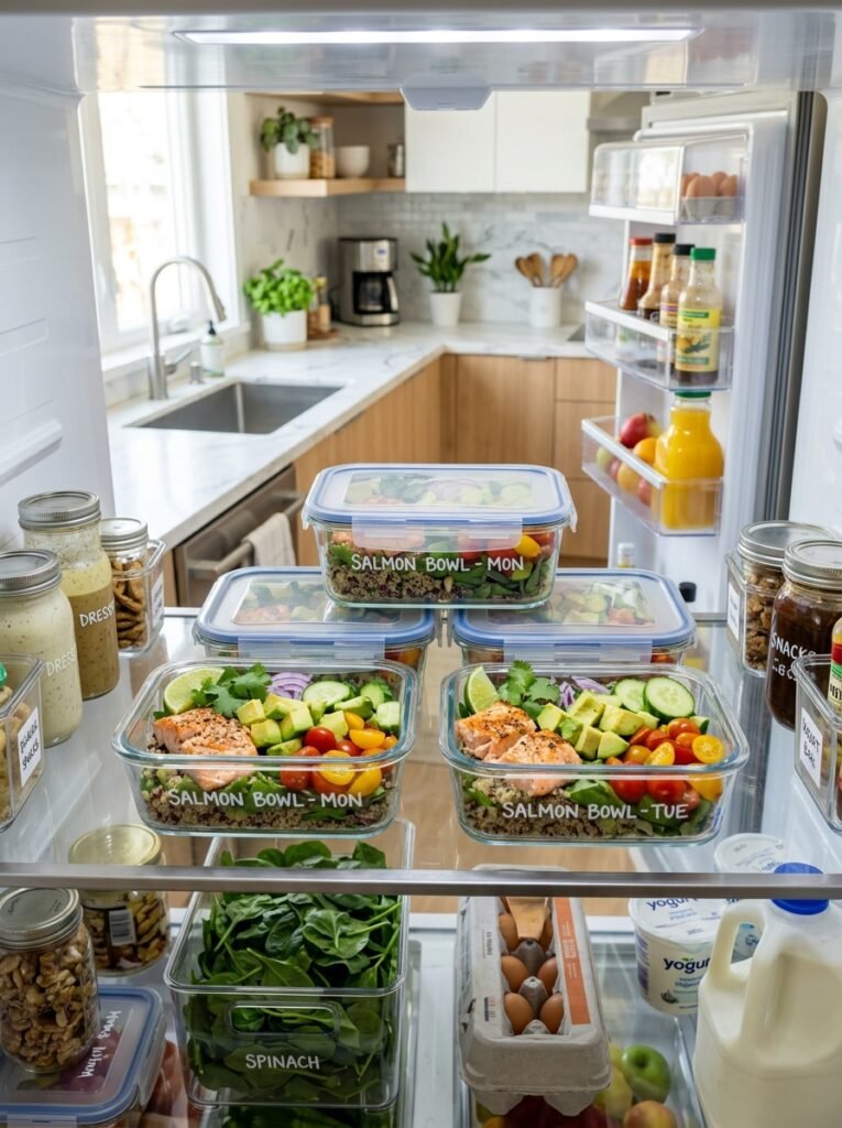 easy high protein salmon avocado tomato bowls 16 Food storage containers salmon b… 202605311339