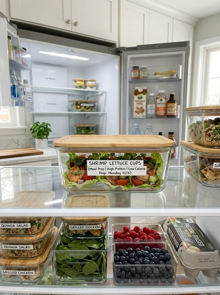 High Protein Low Calorie Shrimp Tomato Lettuce Cups 16 Food storage containers shrimp cups 202605151914