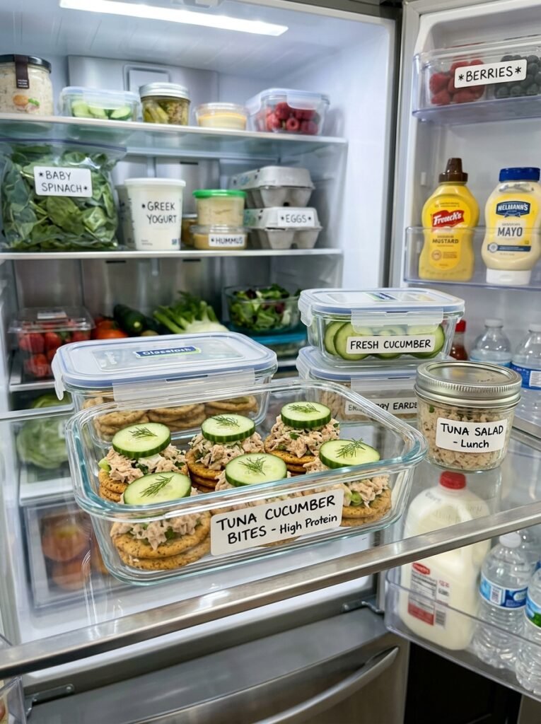 high protein tuna cucumber cracker bites 16 Food storage containers tuna bites 202605081655