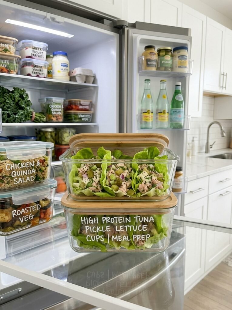High Protein Tuna Pickle Lettuce Cups 16 Food storage containers tuna let… 202605311306