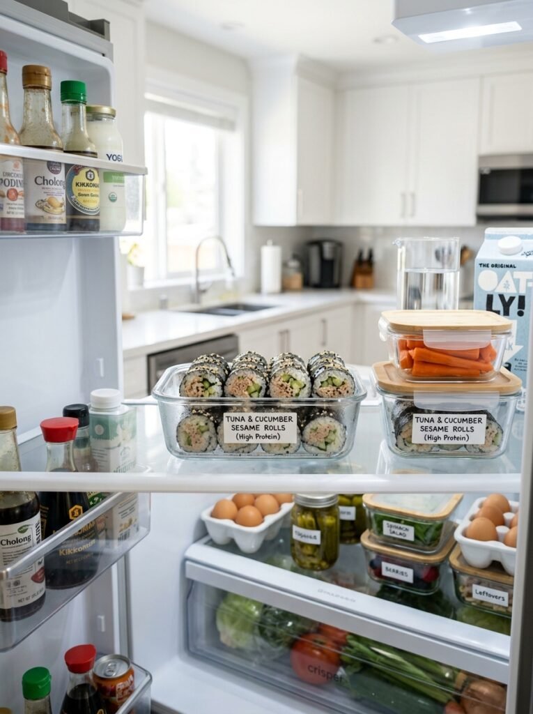 high protein tuna cucumber sesame rolls: Easy Homemade Recipe 16 Food storage containers tuna rolls 202606061505