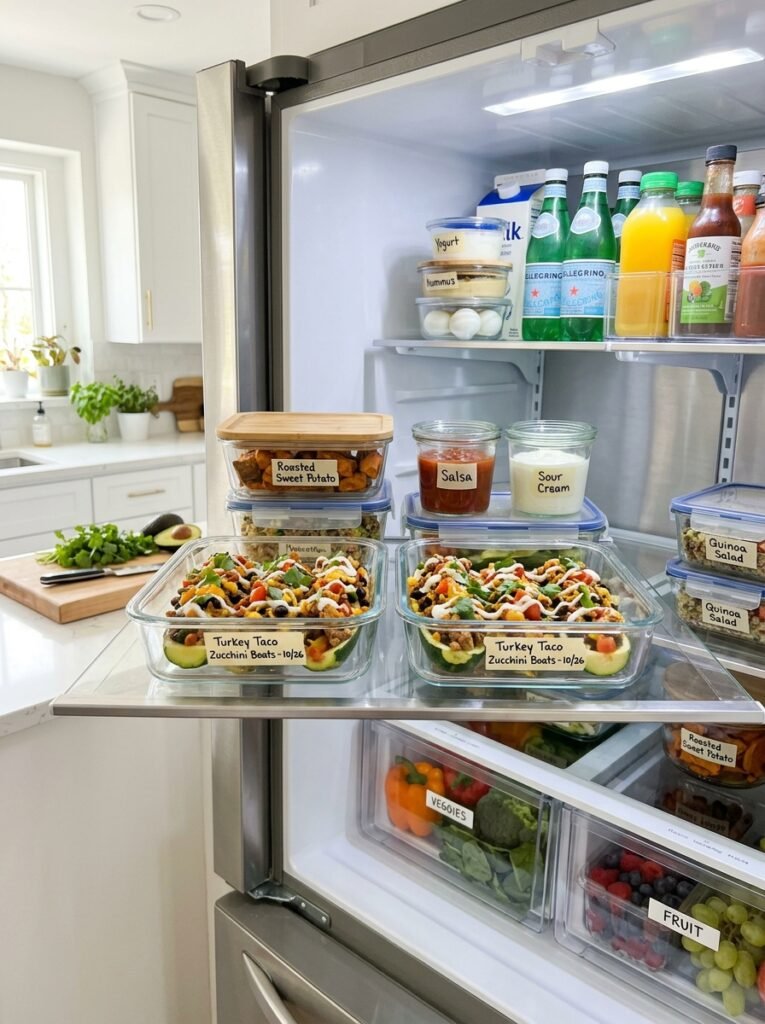 high protein turkey taco stuffed zucchini 16 Food storage containers turkey t… 202605081729