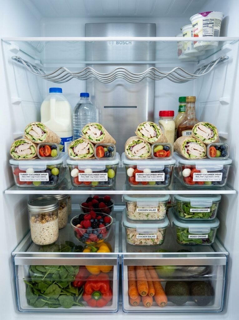 Easy High Protein Turkey Cucumber Wrap Plates 16 Food storage containers turkey wrap 202605091411