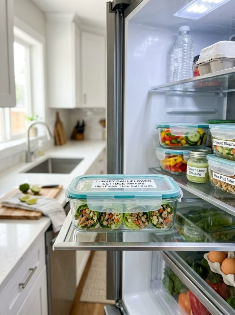 High Protein Low Calorie Turkey Cauliflower Lettuce Wraps 16 Food storage containers turkey w… 202606111323