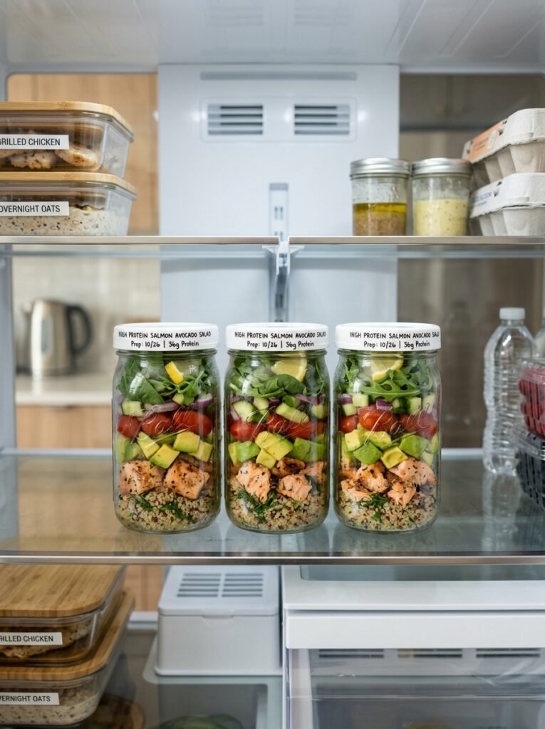 Easy High Protein Salmon Avocado Salad Jars 16 Food storage containers with 202605081741