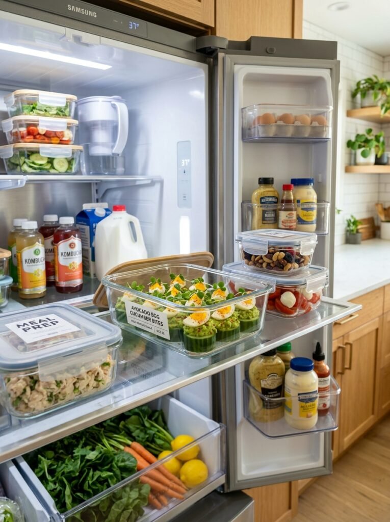 high protein avocado egg cucumber bites 16 Food storage containers with bites 202606051409
