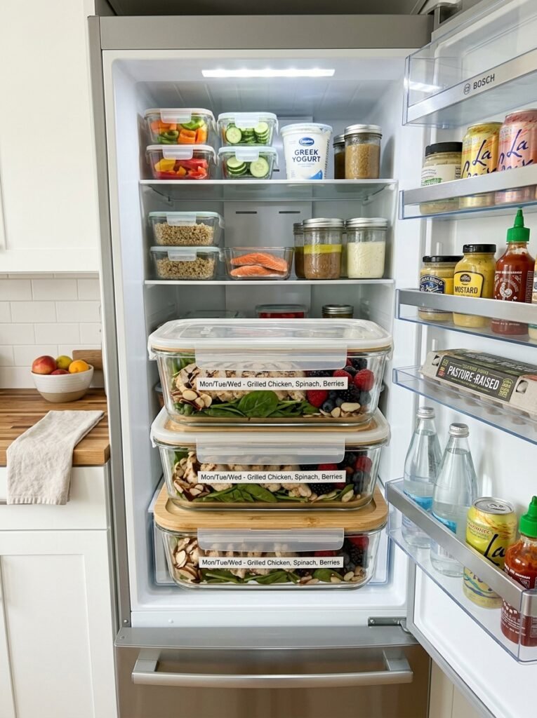 High Protein Grilled Chicken Berry Spinach Dinner 16 Food storage containers with chi… 202606071313
