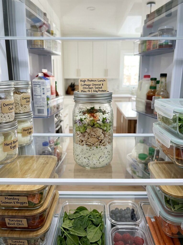 high protein cottage cheese chicken lunch jar 16 Food storage containers with high 202605041432