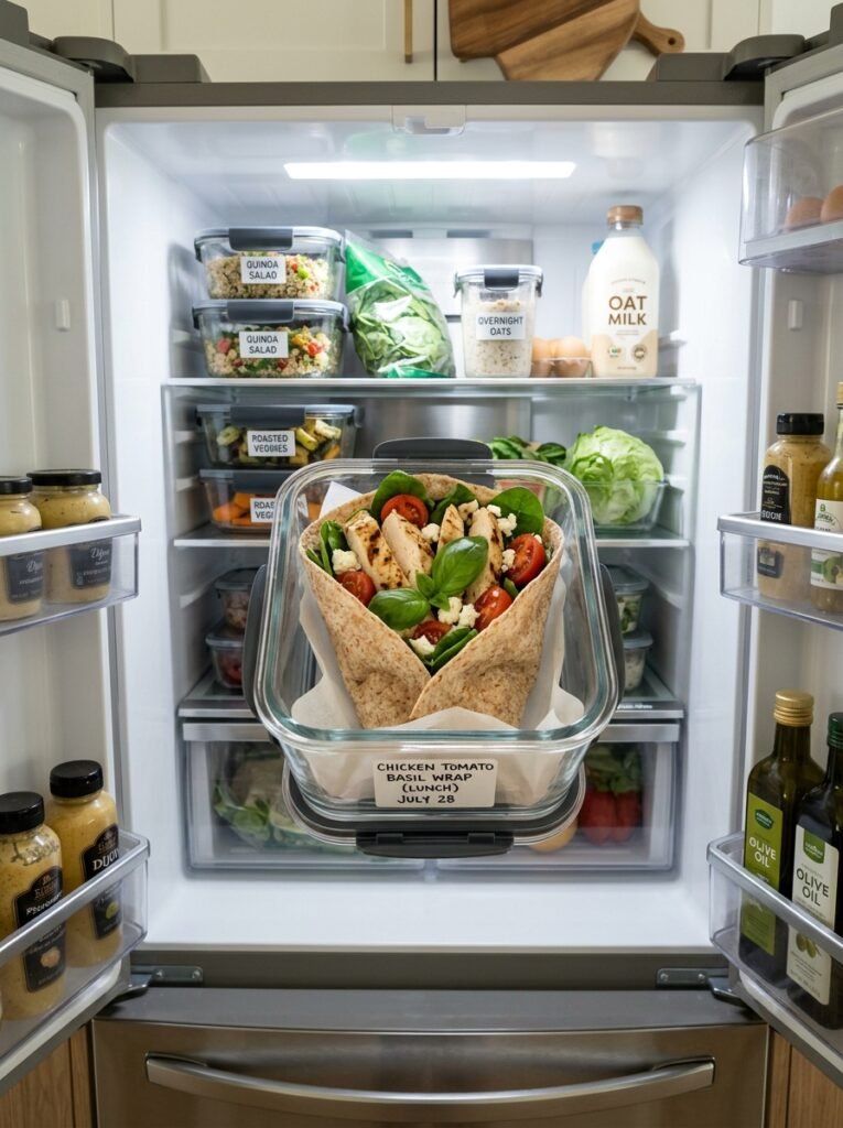 High Protein Chicken Tomato Basil Lunch Wrap 16 Food storage containers with high 202605081715