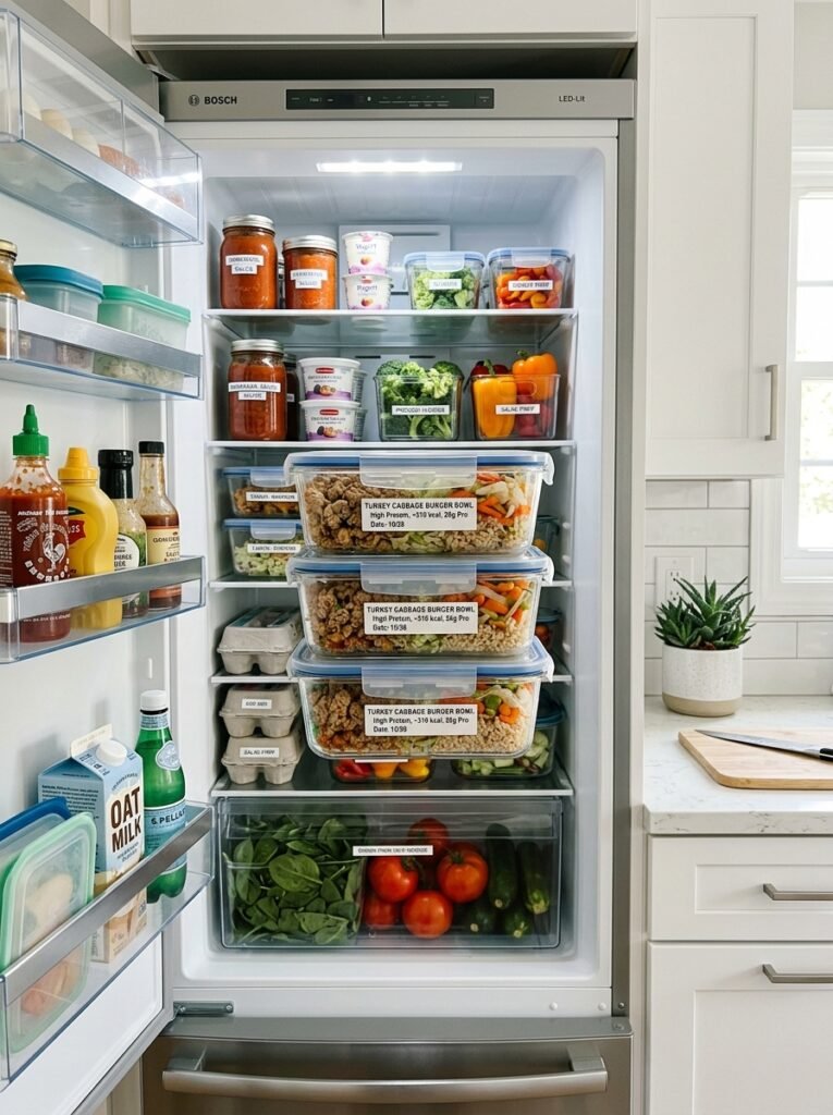 High Protein Low Calorie Turkey Cabbage Burger Bowl 16 Food storage containers with high 202605202301