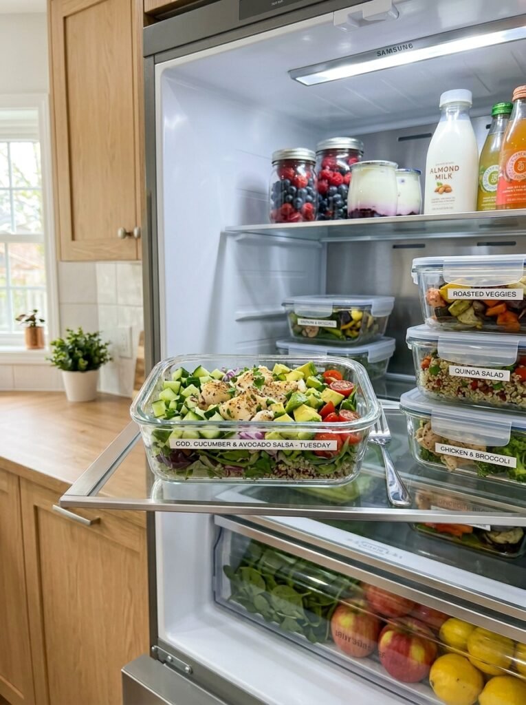 Food storage containers with salsa 202606071347