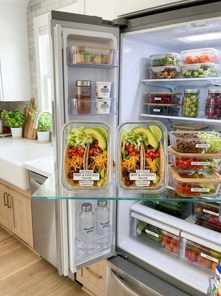 Easy High Protein Beef Avocado Lettuce Tacos Recipe 16 Food storage containers with tacos 202605301343
