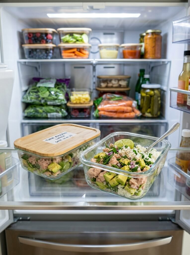 Food storage containers with tuna 202605171343