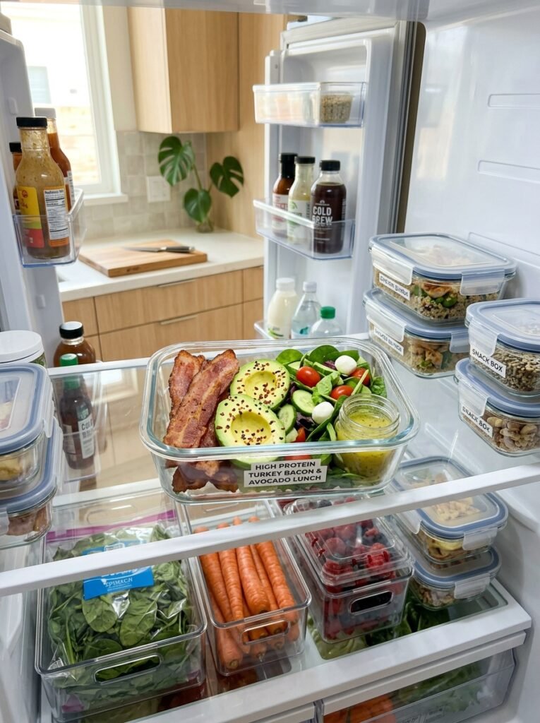 High Protein Turkey Bacon Avocado Lunch Box: The Ultimate Healthy Meal Prep 16 Food storage containers with tur… 202605202340