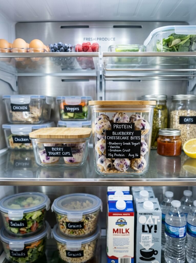 high protein blueberry cheesecake yogurt bites 16 Food storage containers with yogurt 202605102034