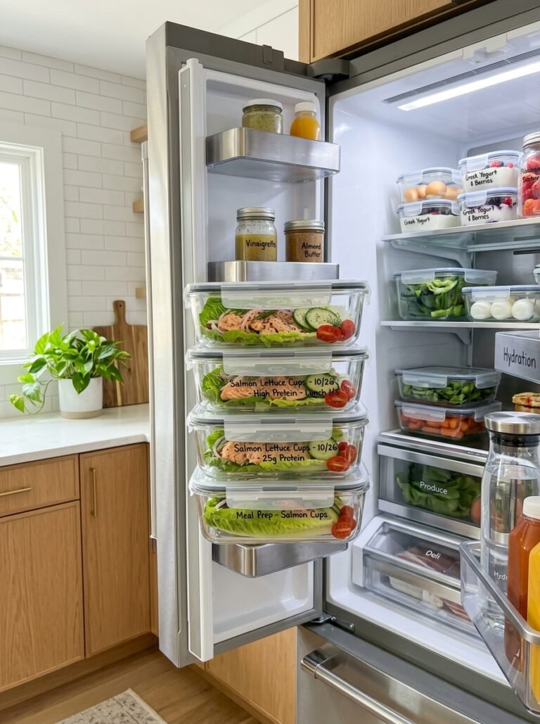 high protein salmon cucumber lettuce lunch cups 8 Food storage cups lunch 202605051352