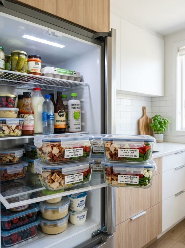 high protein chicken bacon tomato lunch cups 16 Food storage cups with chicken 202606121228
