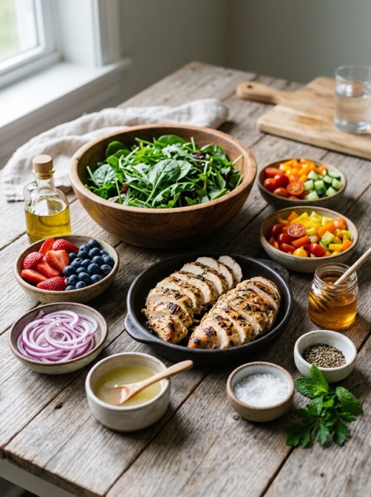 High Protein Low Calorie Grilled Chicken Berry Salad 13 Grilled chicken berry salad ingr… 202605071726