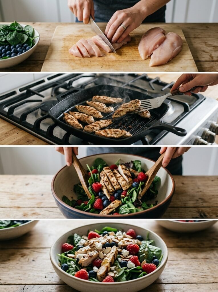 High Protein Low Calorie Grilled Chicken Berry Salad 14 Grilled chicken berry salad process 202605071726