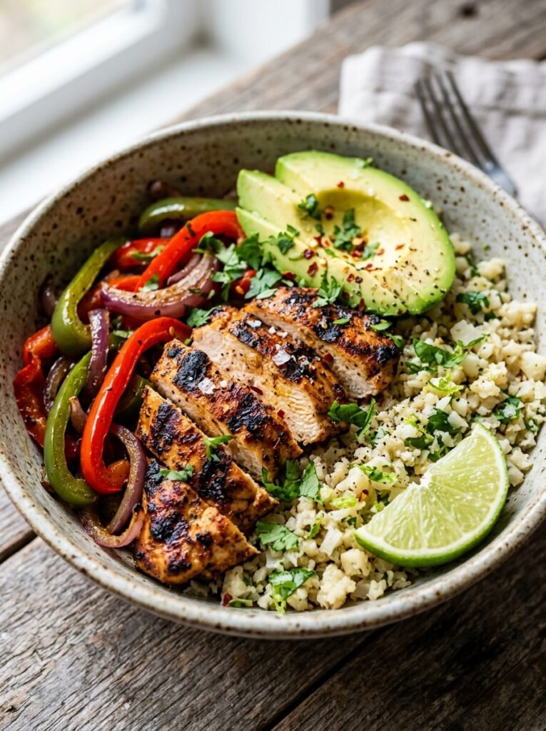 High Protein Grilled Chicken Cornless Fajita Bowl 12 Grilled chicken cornless fajita … 202605102038
