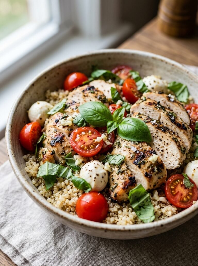 High Protein Grilled Chicken Tomato Basil Bowl 17 Grilled chicken tomato basil bowl 202605202323