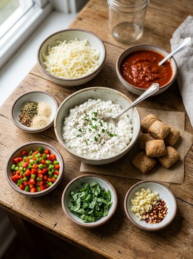 High Protein Cottage Cheese Pizza Dip Bites Recipe 13 Ingredients for cottage cheese p… 202606061548