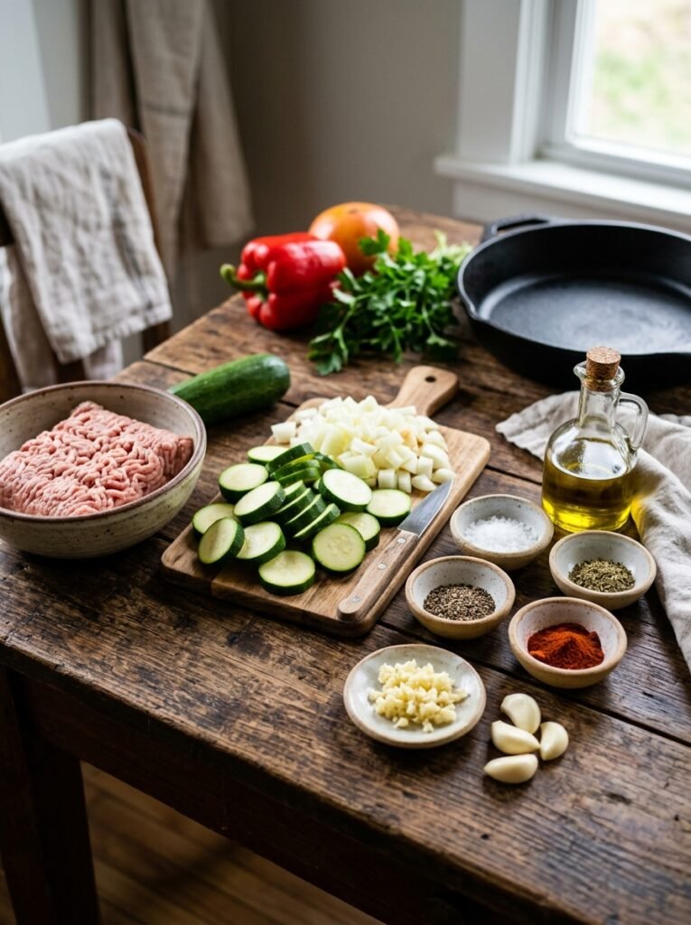 Easy High Protein Turkey Sausage Zucchini Pan 13 Ingredients for turkey sausage z… 202605152047