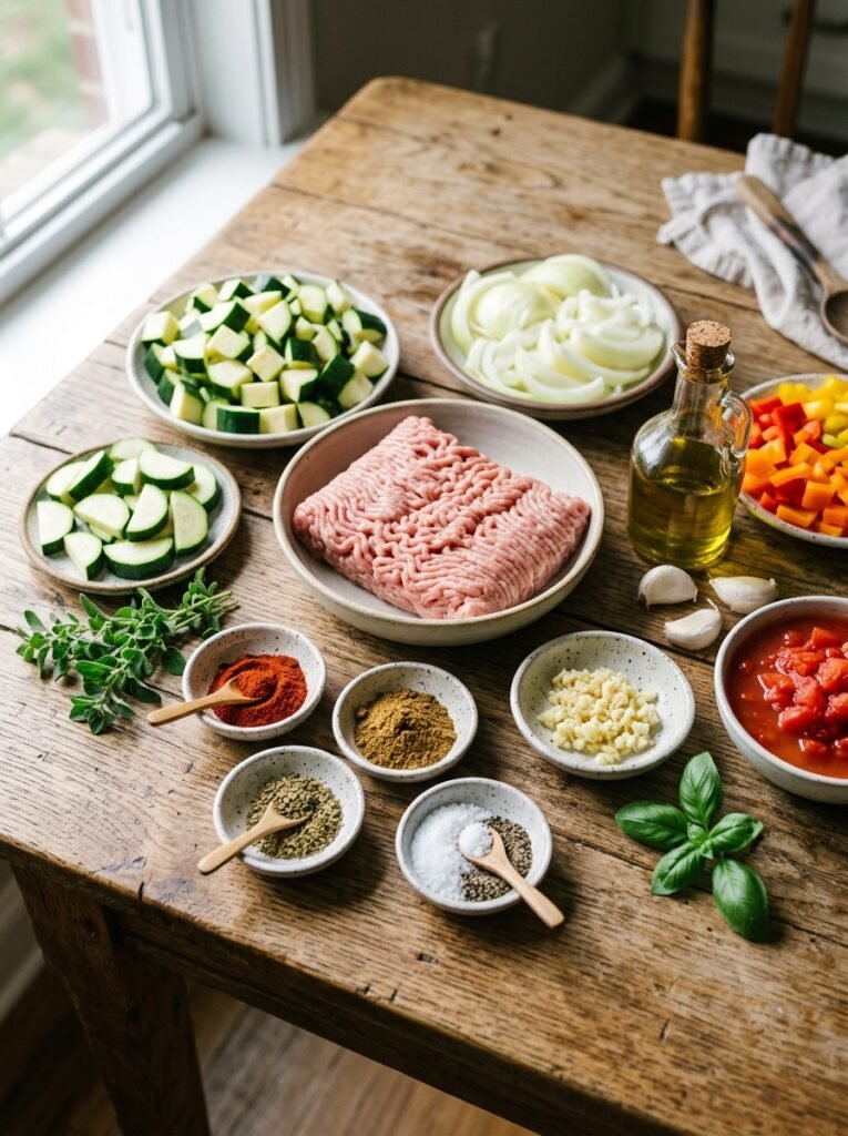 Ingredients for turkey zucchini … 202605031408