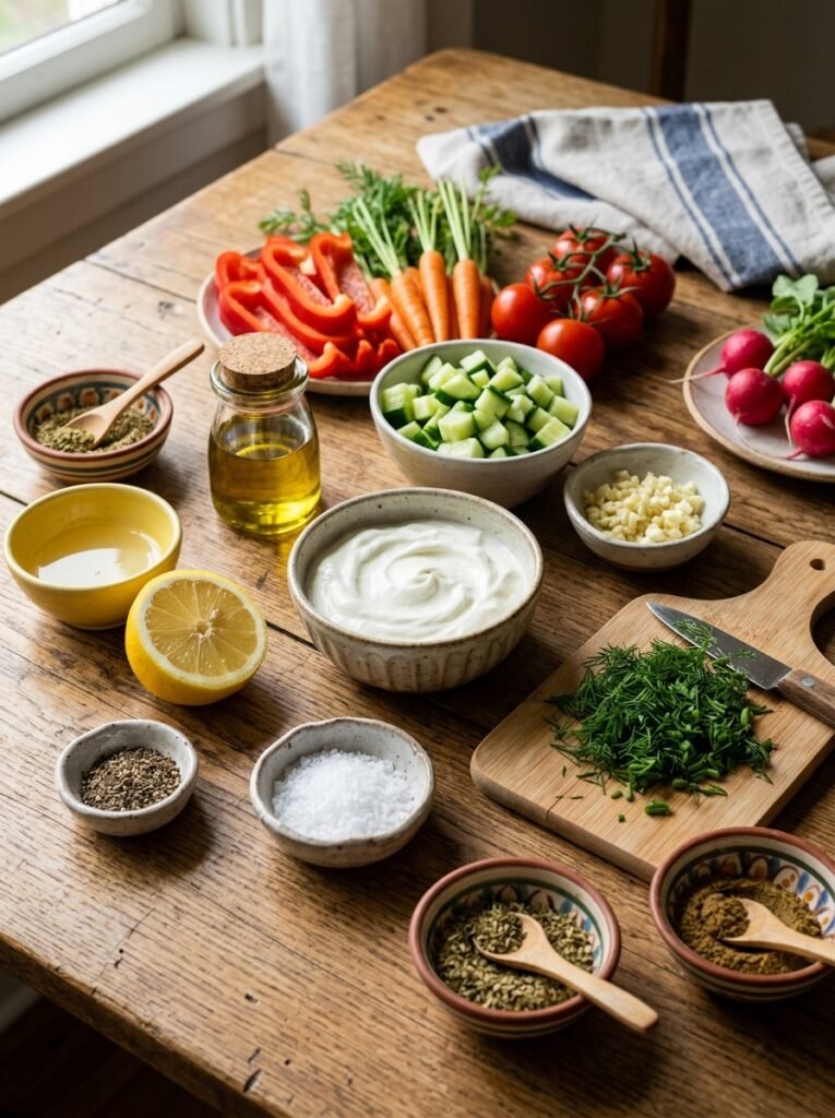High Protein Greek Yogurt Cucumber Tzatziki Dip 13 Ingredients for tzatziki dip 202606111314