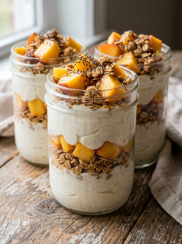 High Protein Peach Vanilla Protein Yogurt Jars 12 Peach vanilla protein yogurt jars 202605180100