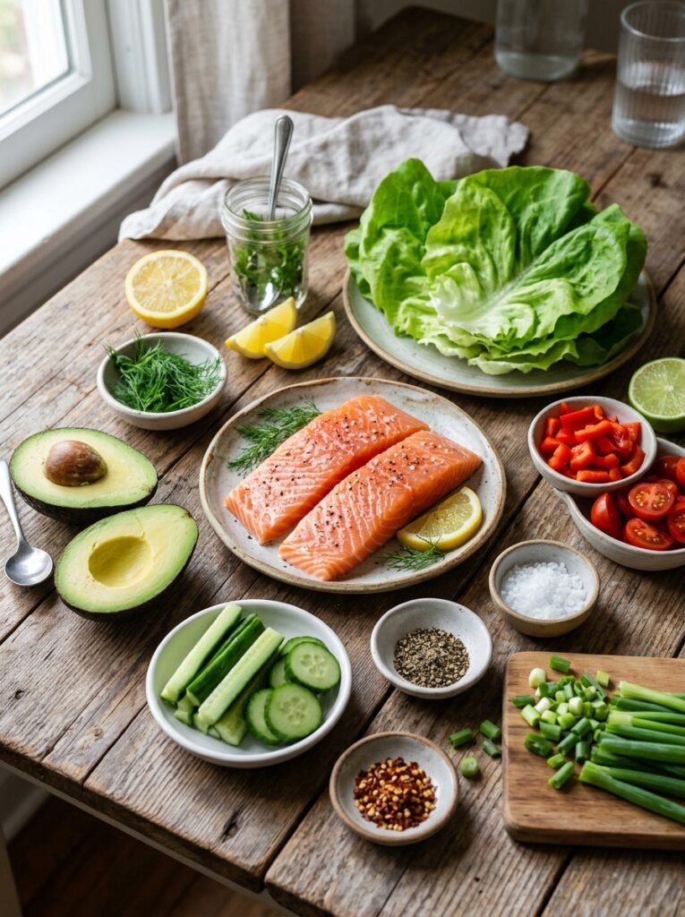 high protein salmon avocado cucumber lettuce wraps: A Fresh and Flavorful Homemade Recipe 13 Salmon avocado cucumber lettuce … 202606041430 1