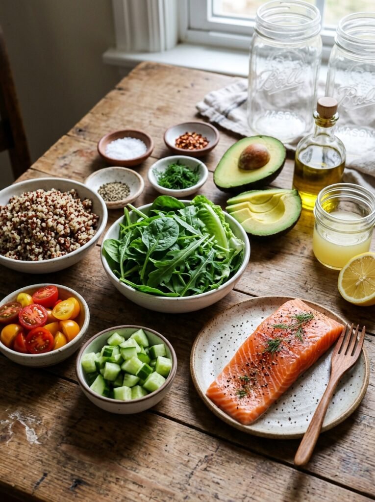Easy High Protein Salmon Avocado Salad Jars 13 Salmon avocado salad ingredients… 202605081741